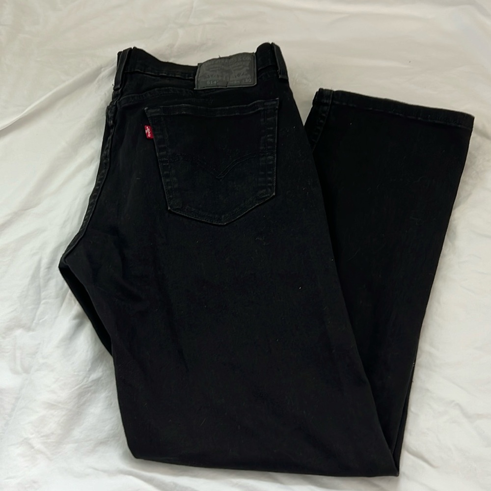 Levis 514 Slim Straight Leg Black Dark Wash Sz 34x30